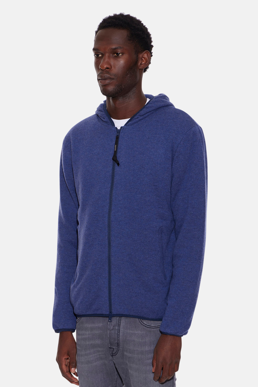 Geelong Wool Zip Hoodie Blue