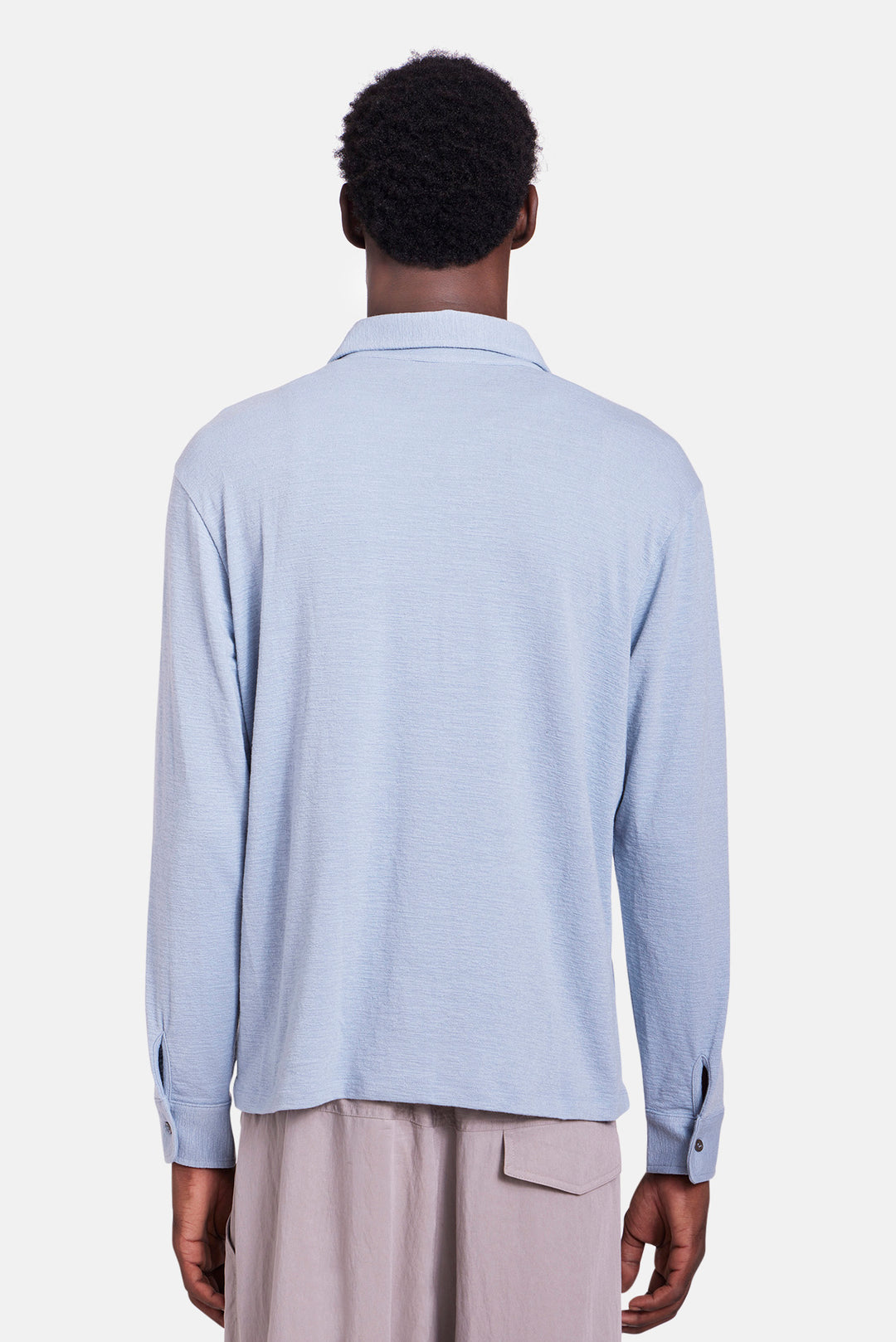 Slub Long Sleeve Button Up Patina Blue