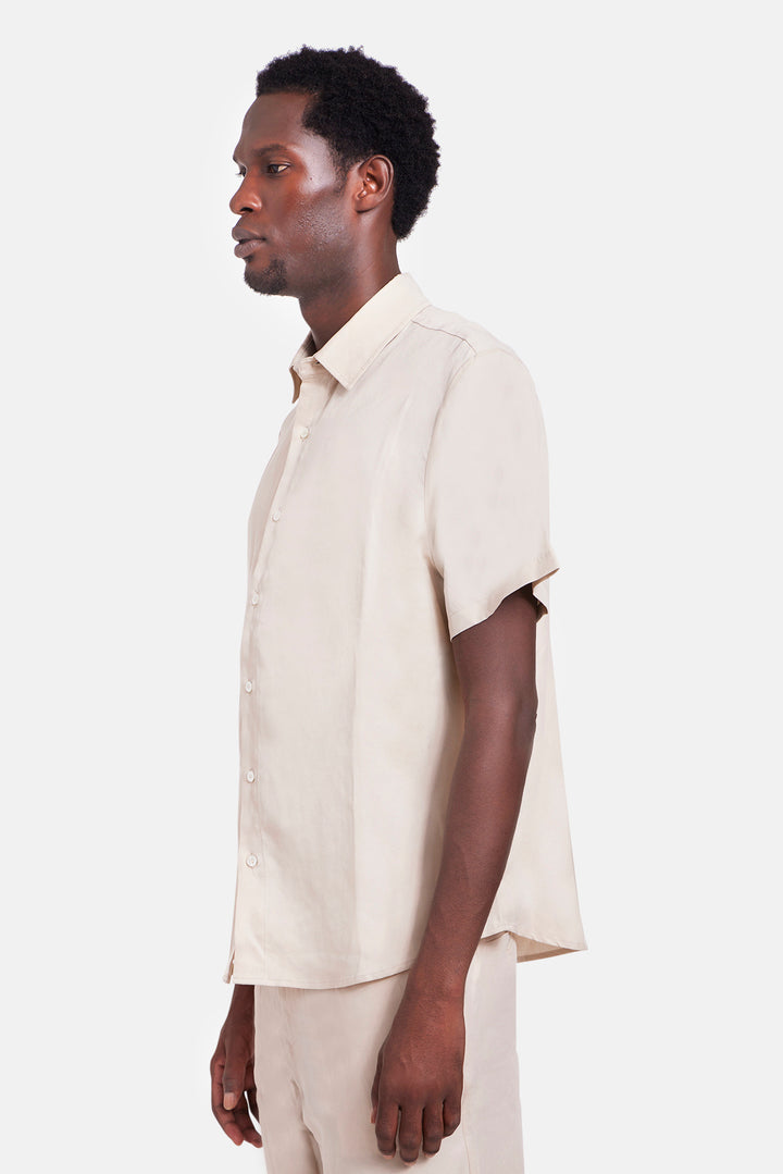Tencel SS Buttondown Beige