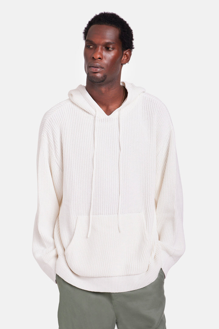 Perry Ribbed Hoodie Ivory