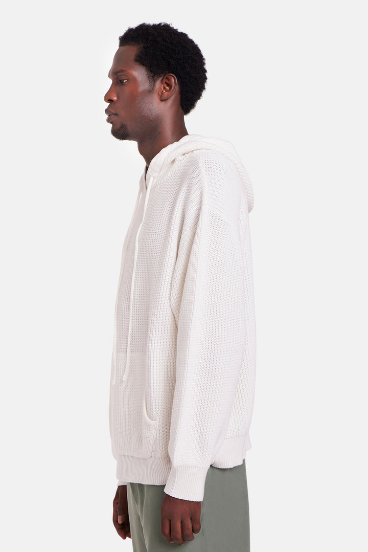 Perry Ribbed Hoodie Ivory