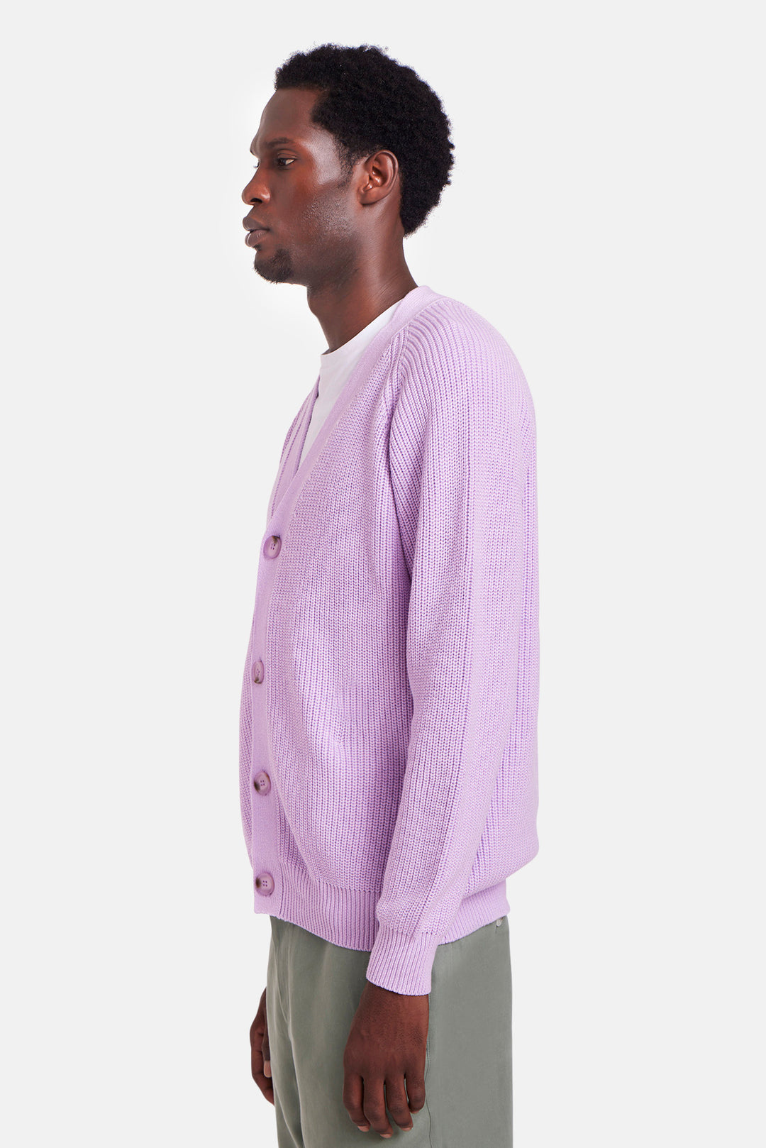 BK Ribbed Cardigan Lilac