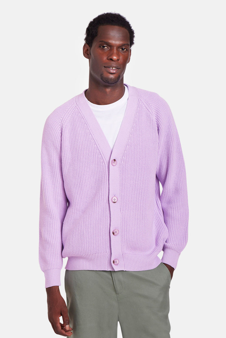 BK Ribbed Cardigan Lilac
