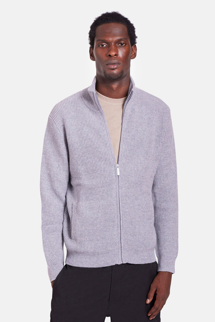 Kenny Cash Waffle Zip Up Heather Grey