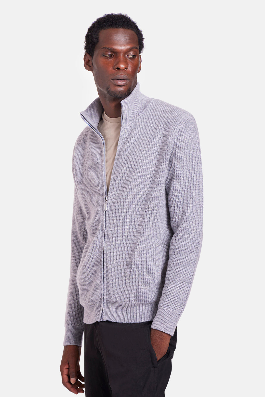 Kenny Cash Waffle Zip Up Heather Grey