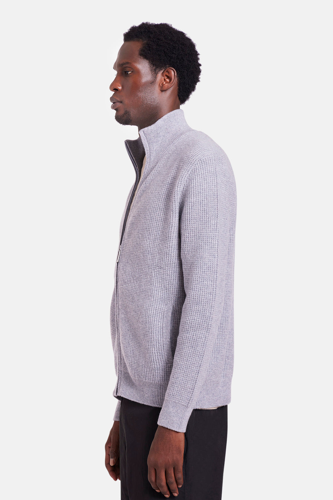 Kenny Cash Waffle Zip Up Heather Grey