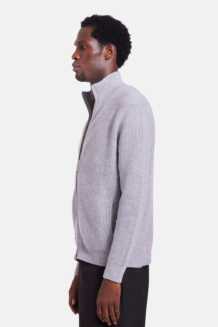 Kenny Cash Waffle Zip Up Heather Grey