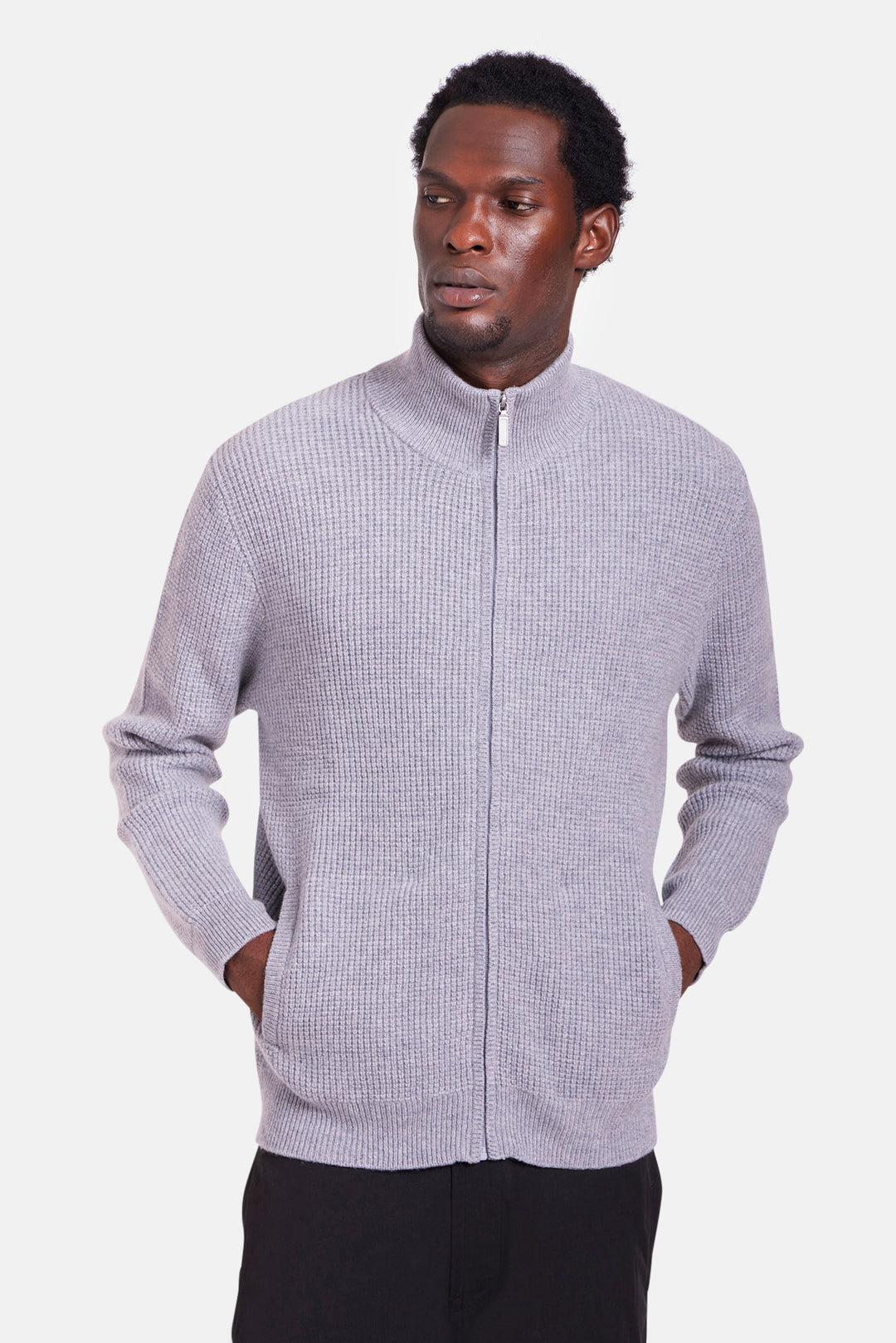 Kenny Cash Waffle Zip Up Heather Grey