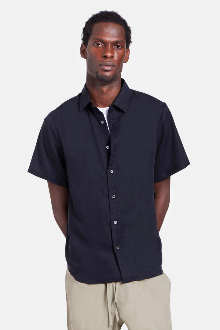 Tencel SS Buttondown Navy