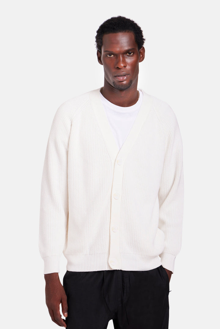 BK Ribbed Cardigan Ivory