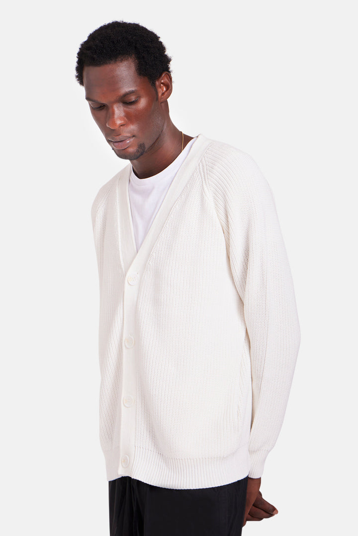 BK Ribbed Cardigan Ivory