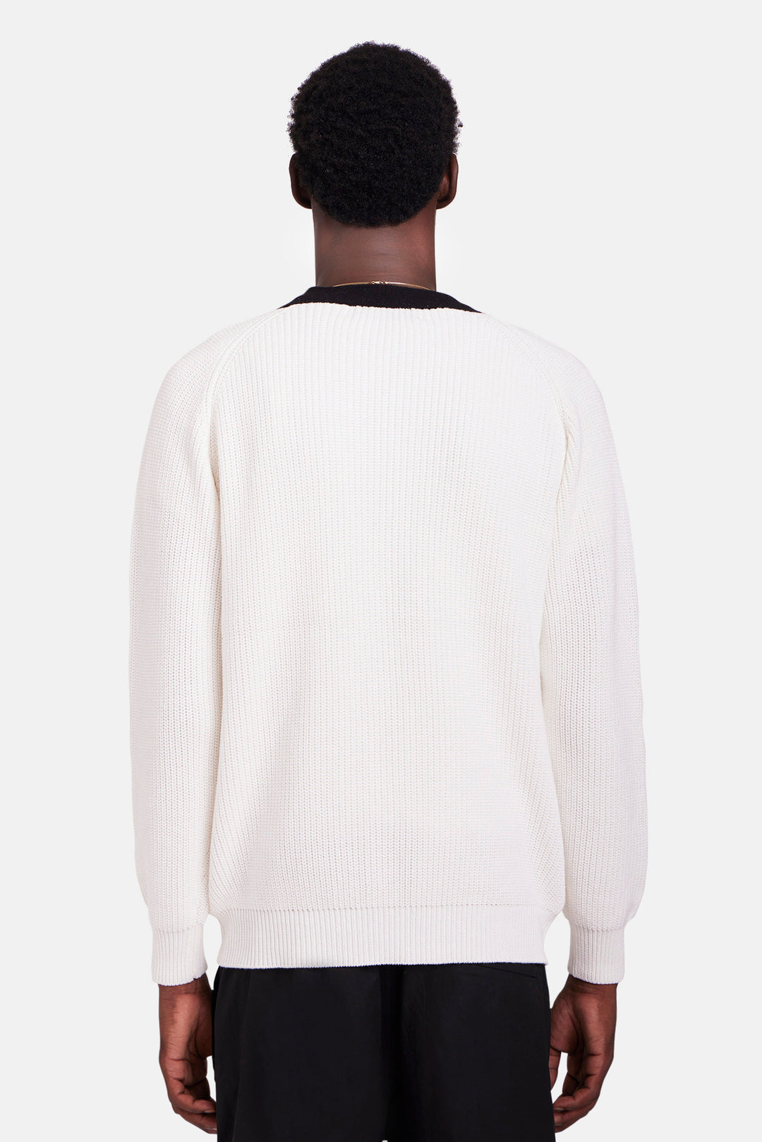 BK Ribbed Combo Cardigan Ivory/Black