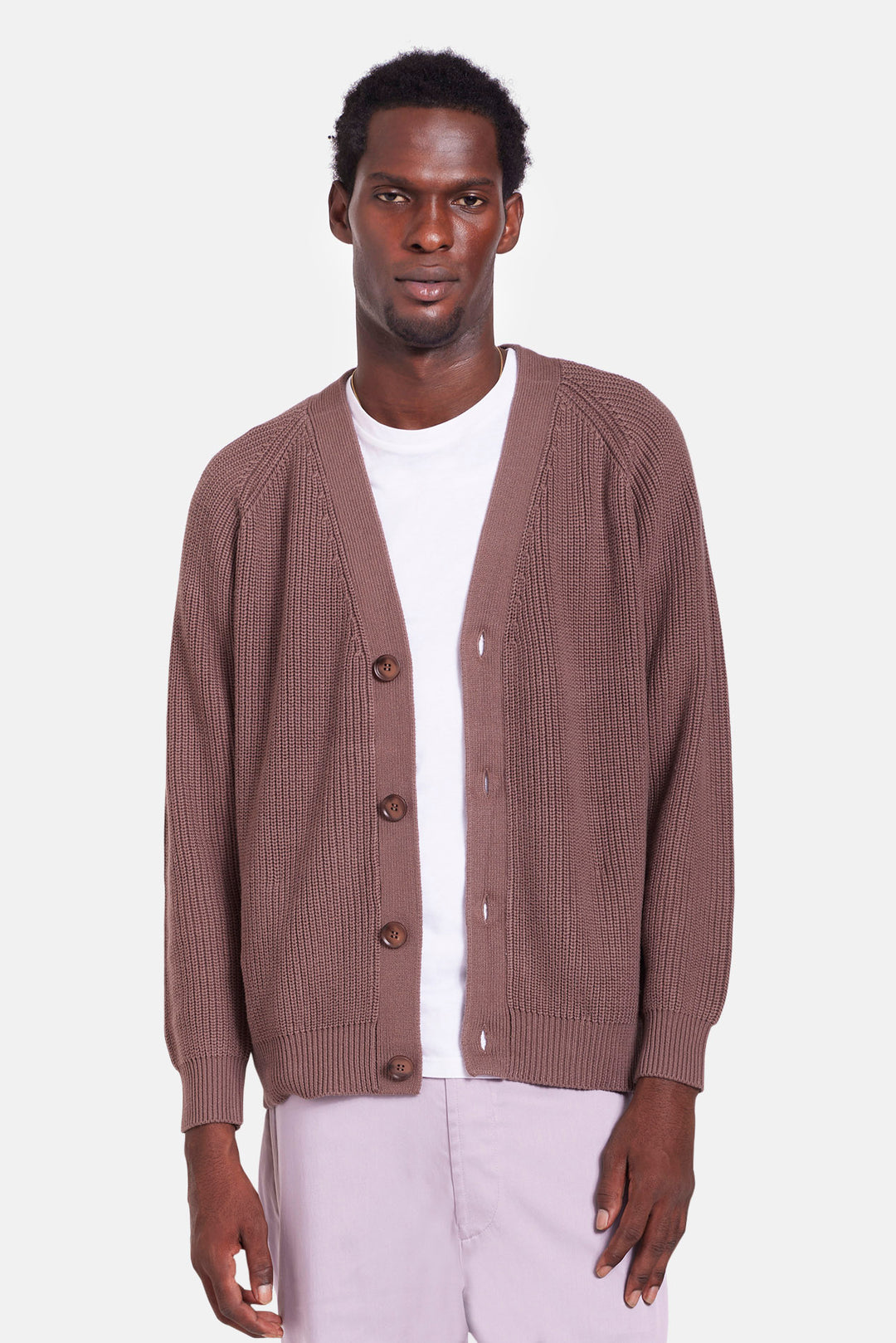 BK Ribbed Cardigan Brown