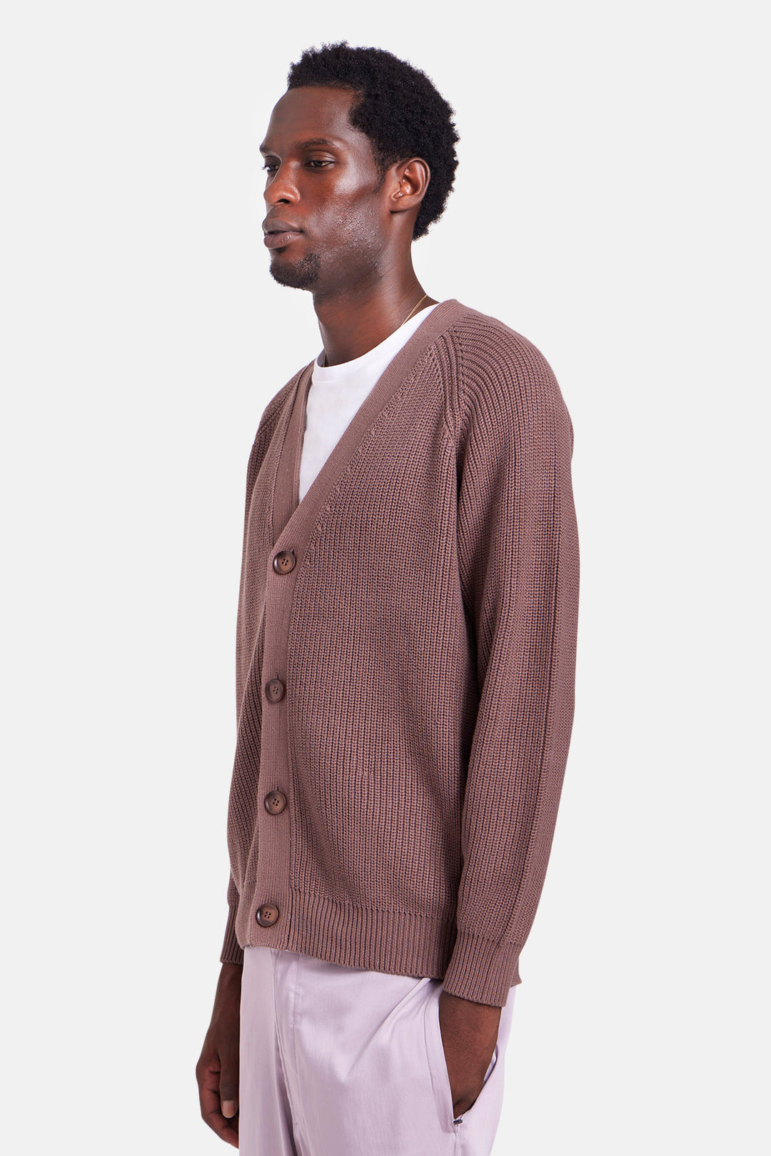 BK Ribbed Cardigan Brown