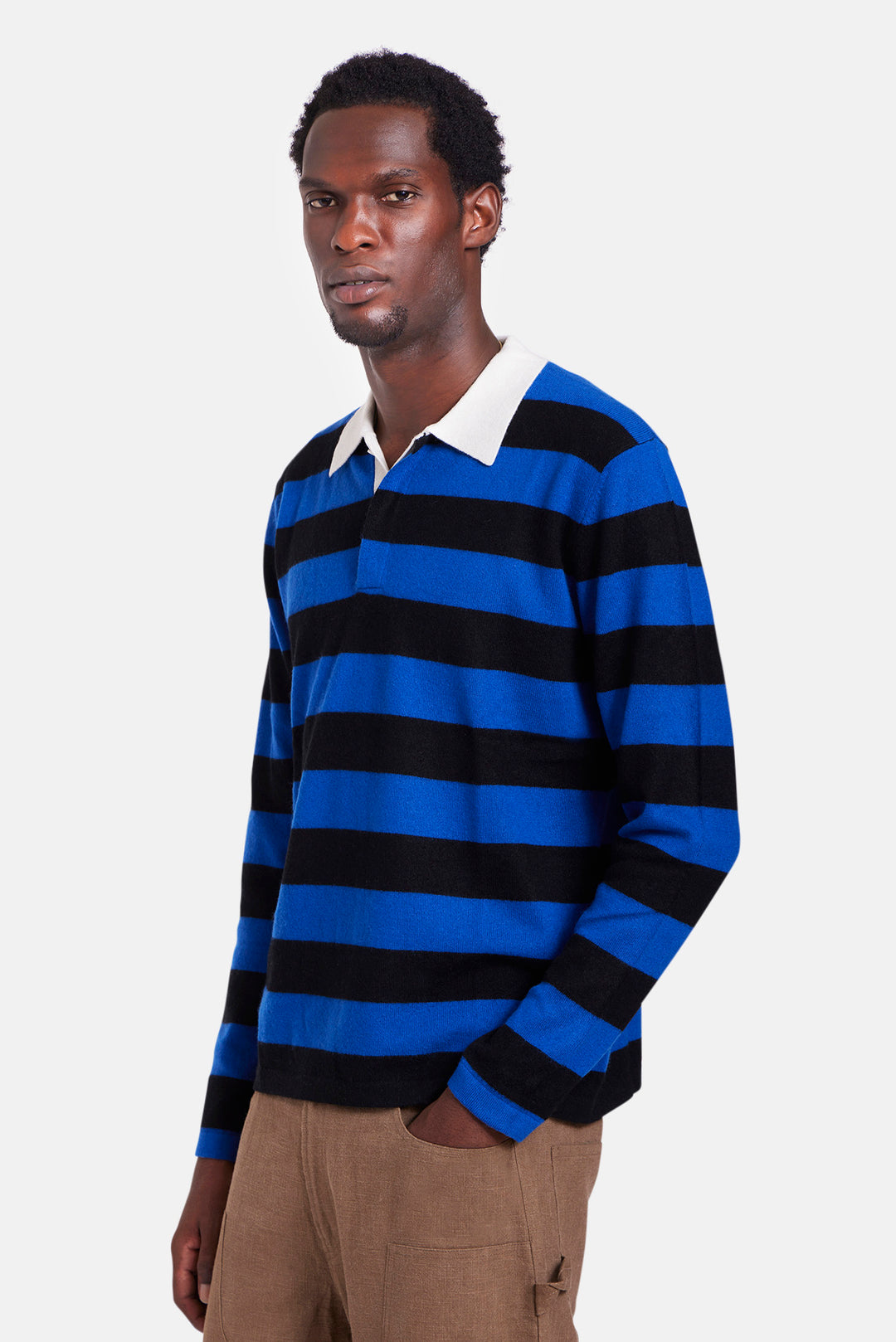 Cashmere Striped Rugby Black/Blue