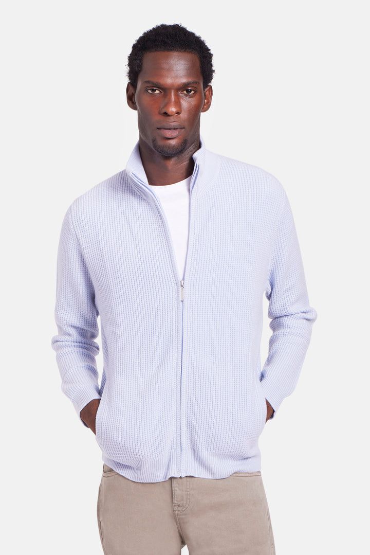 Kenny Cash Waffle Zip Up Pale Blue