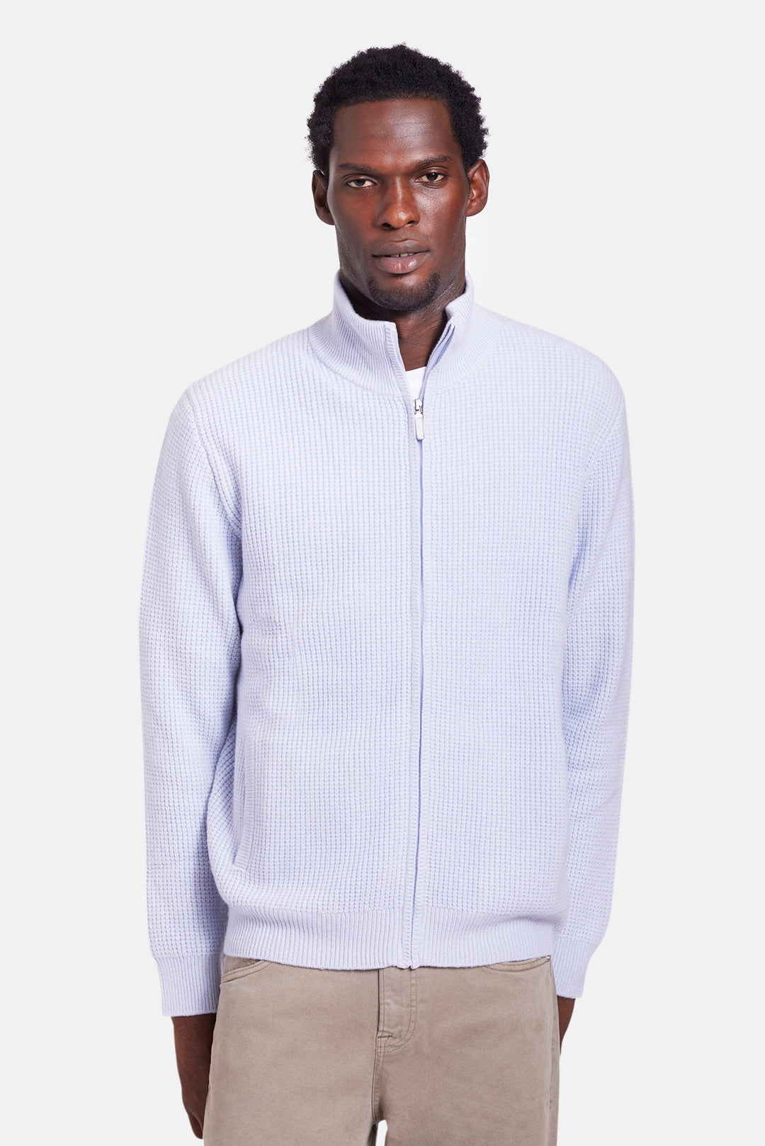 Kenny Cash Waffle Zip Up Pale Blue