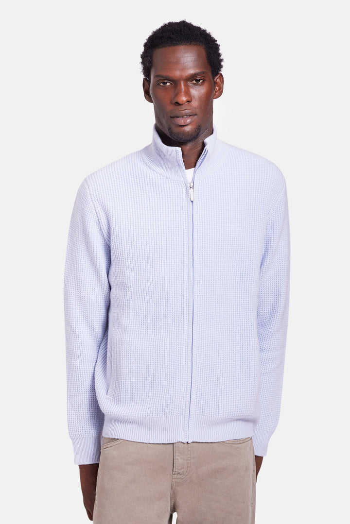 Kenny Cash Waffle Zip Up Pale Blue