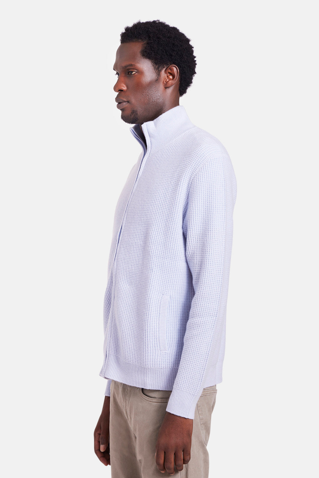 Kenny Cash Waffle Zip Up Pale Blue