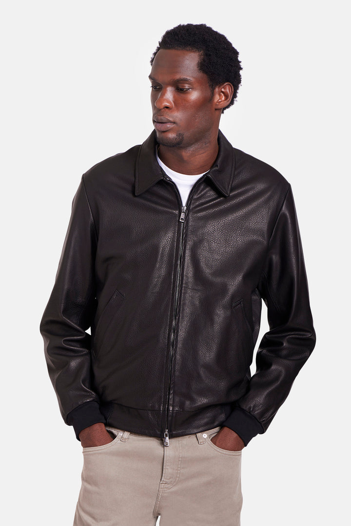 Butter Leather Bomber Black