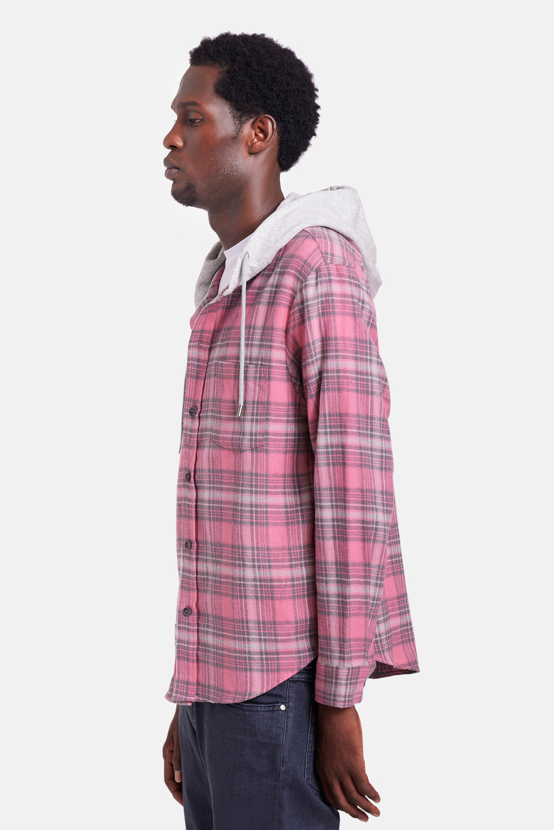 Dylan Flannel Pink Plaid w/Grey Hood