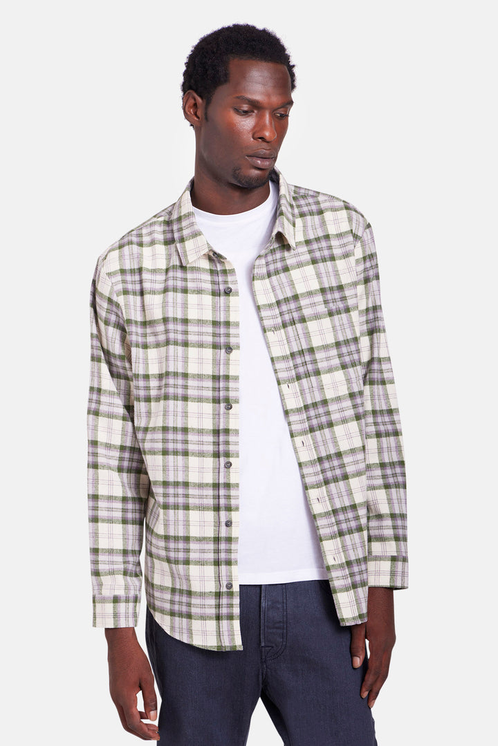 Brandon Brushed Flannel Olive/Cream Plaid