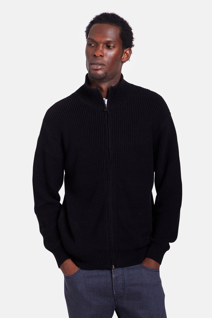 Hunter Ribbed Full Zip Black