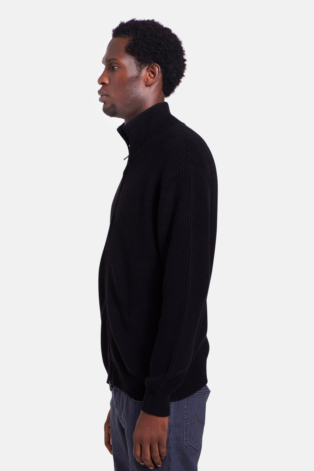 Hunter Ribbed Full Zip Black
