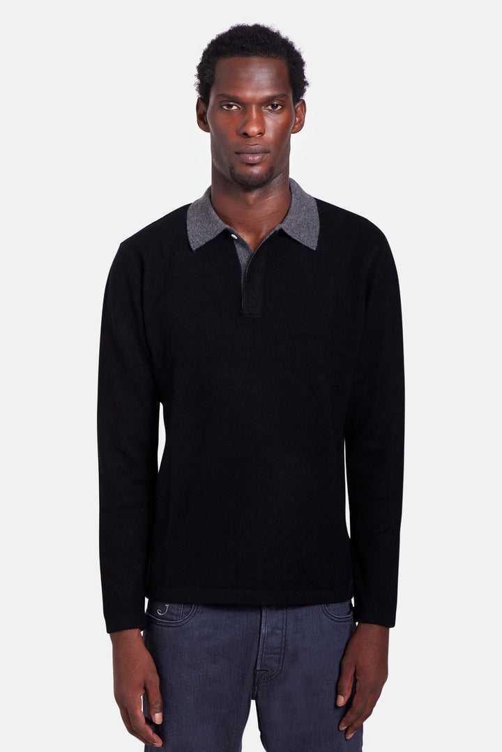 Cashmere Rugby Black w/ Heather Charcoal Collar