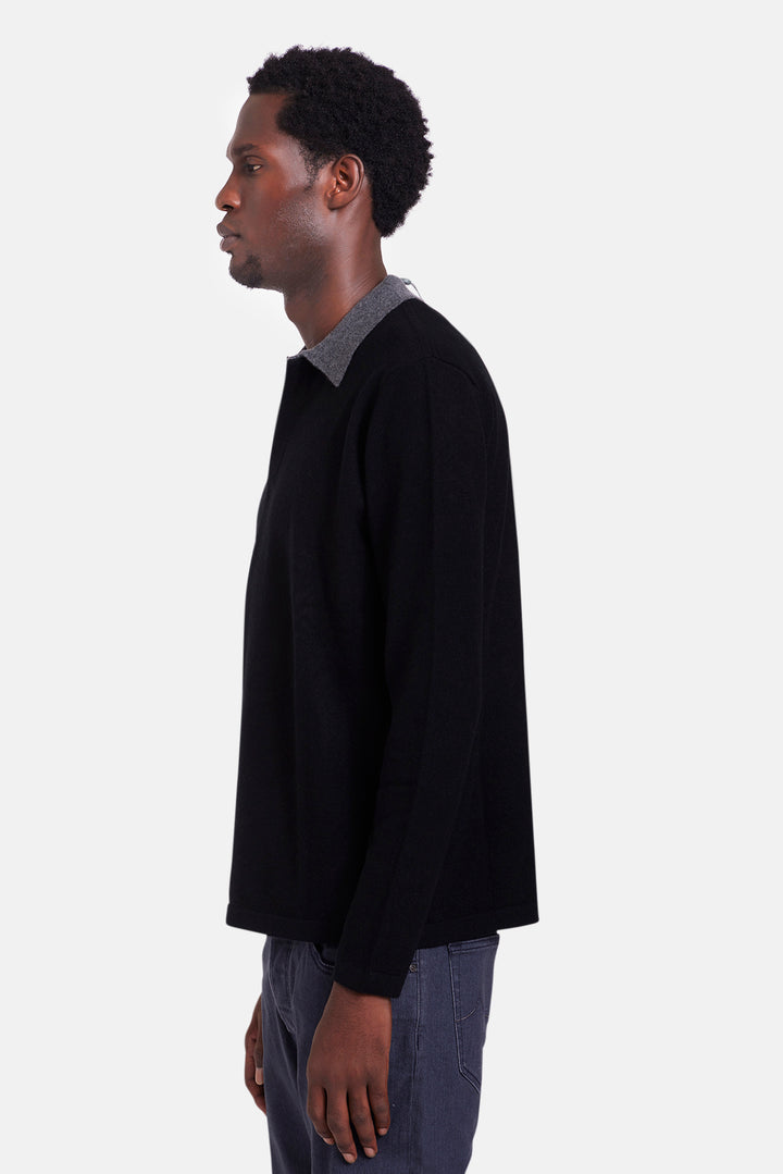 Cashmere Rugby Black w/ Heather Charcoal Collar