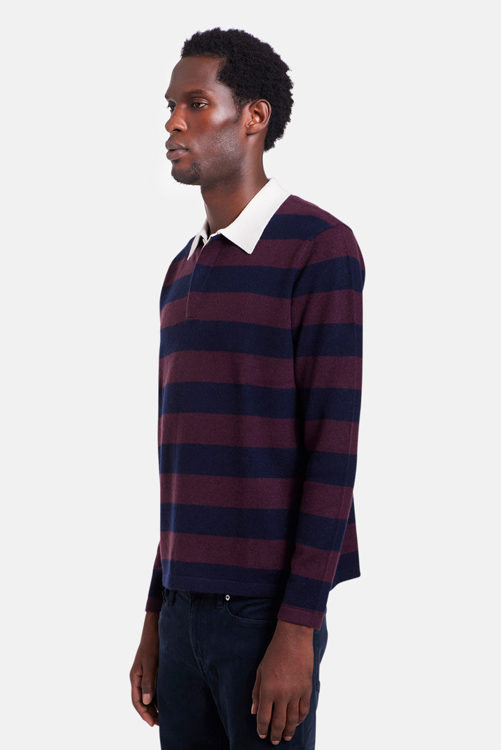 Cashmere Striped Rugby Navy/Wine