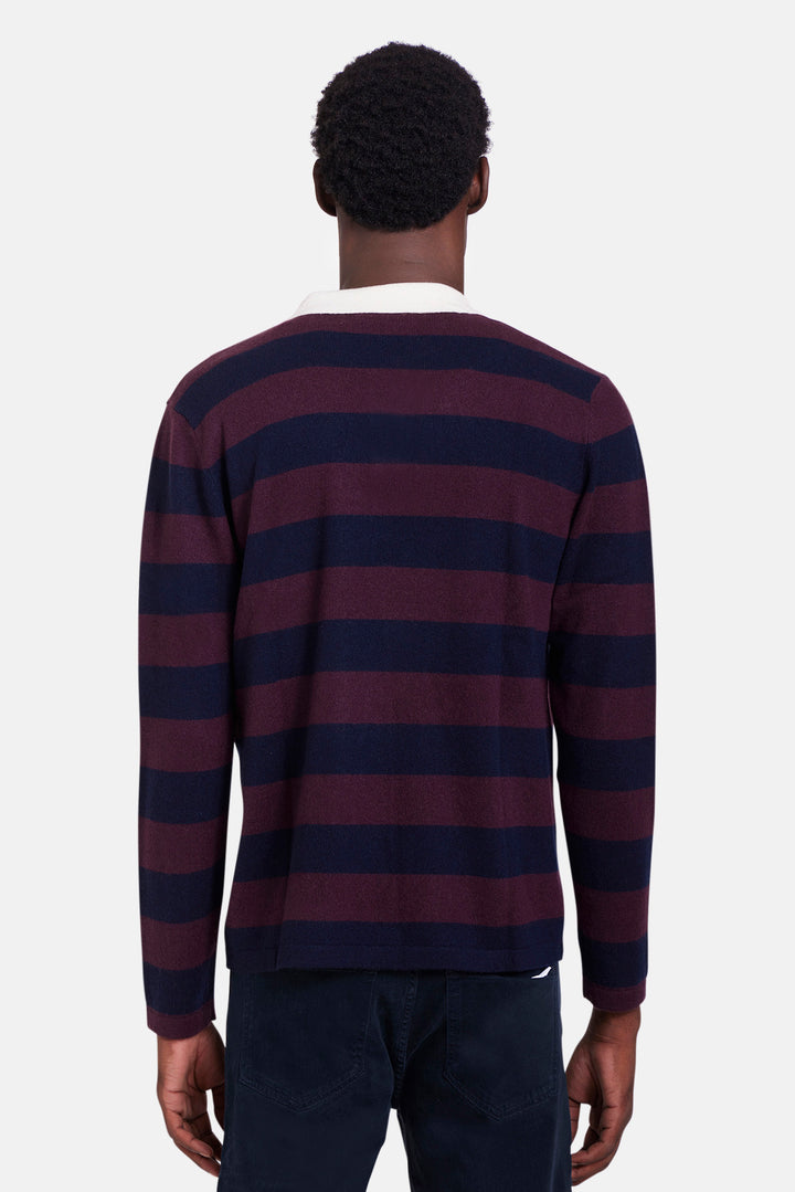 Cashmere Striped Rugby Navy/Wine