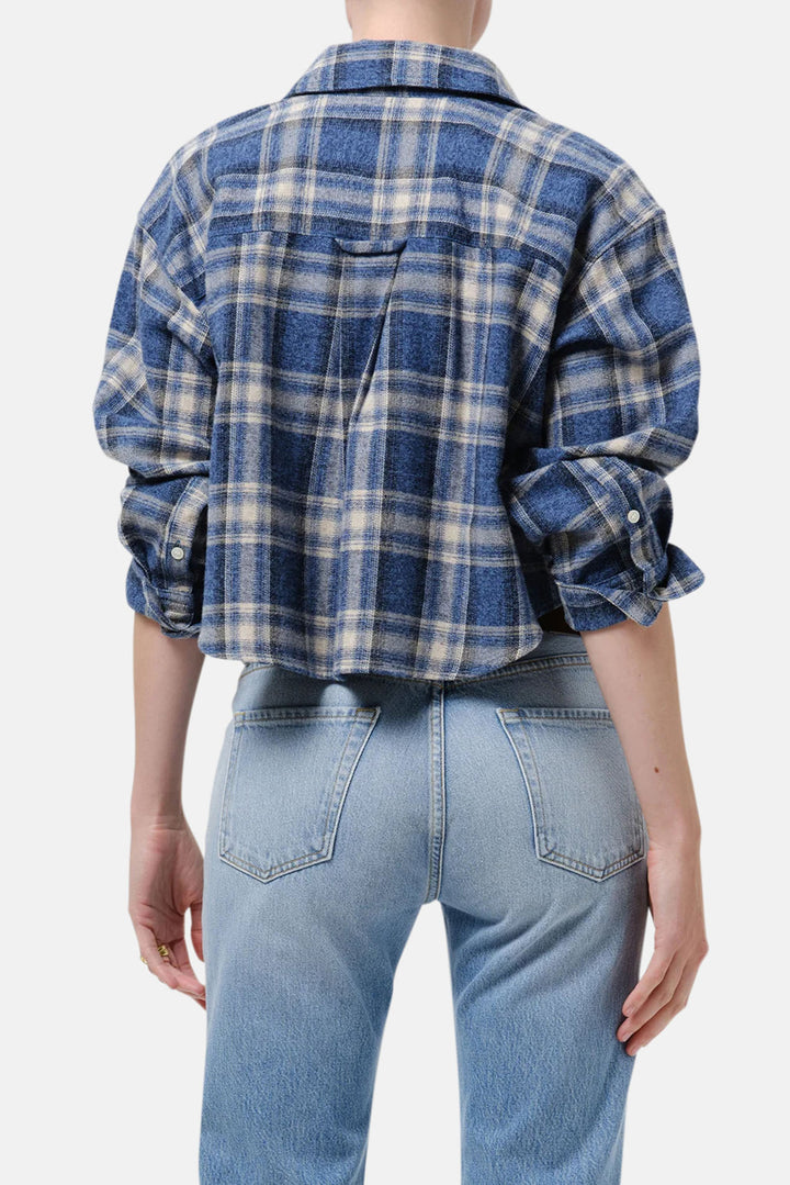 Ana Cropped Shirt in Marina Plaid