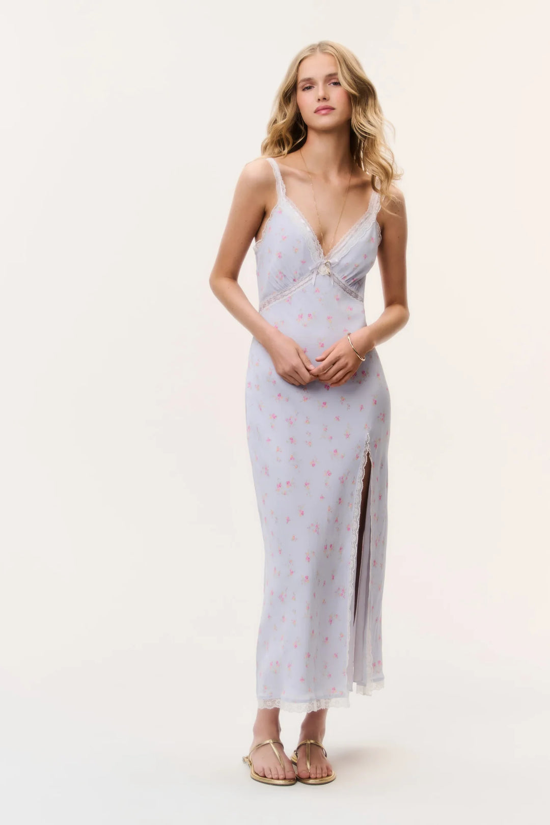 Beverly Floral Maxi Dress Periwinkle Moon