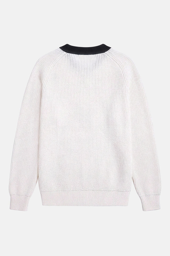 BK Ribbed Combo Cardigan Ivory/Black