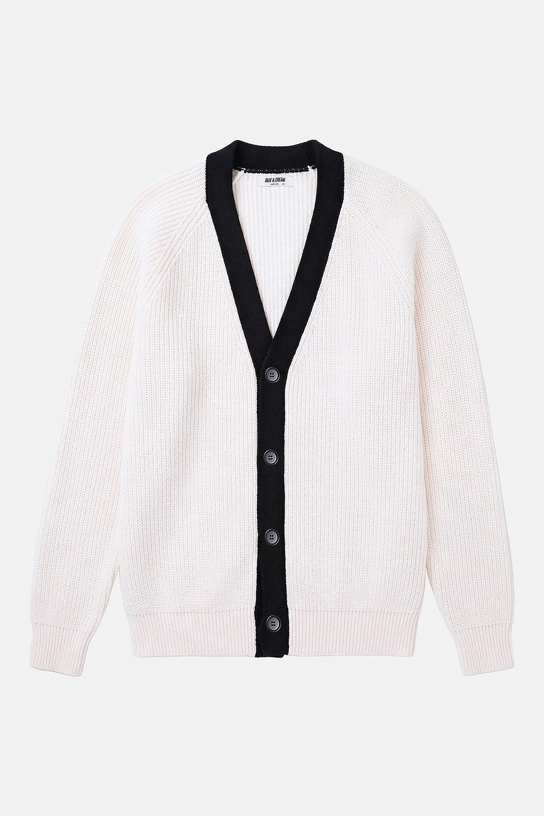 BK Ribbed Combo Cardigan Ivory/Black