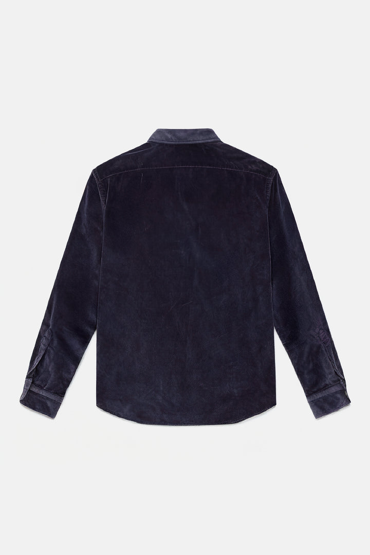Soft Velvet Western Shirt Navy