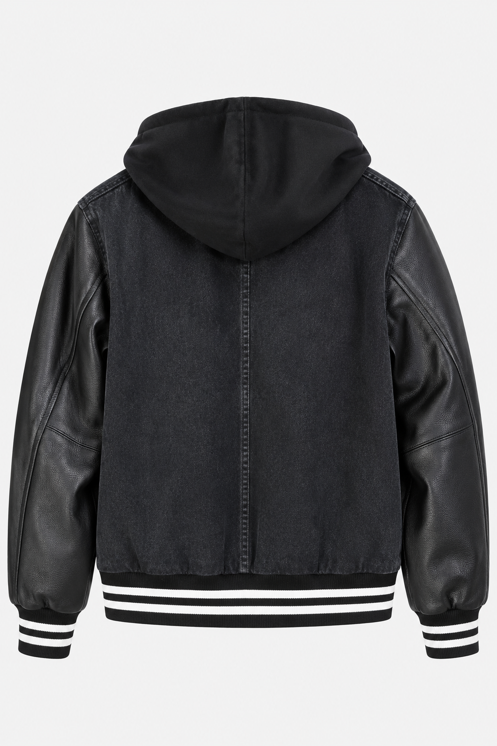 Paris Hooded Varsity Jacket Black
