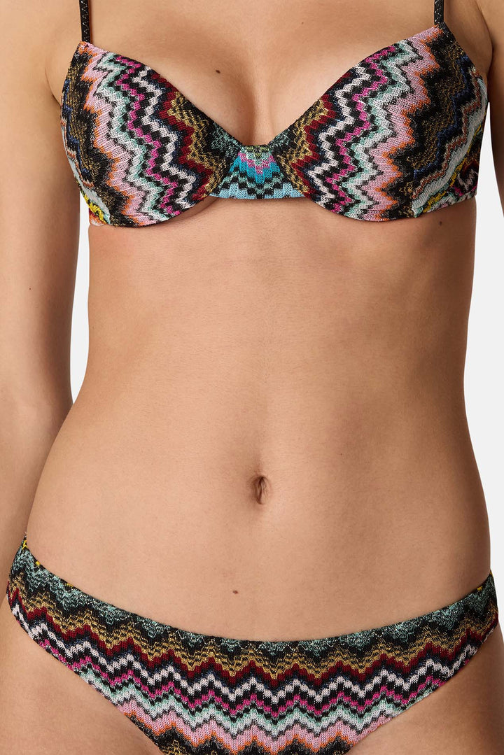 Balcony bikini zigzag pixel-effect pattern Black & Multicoloured