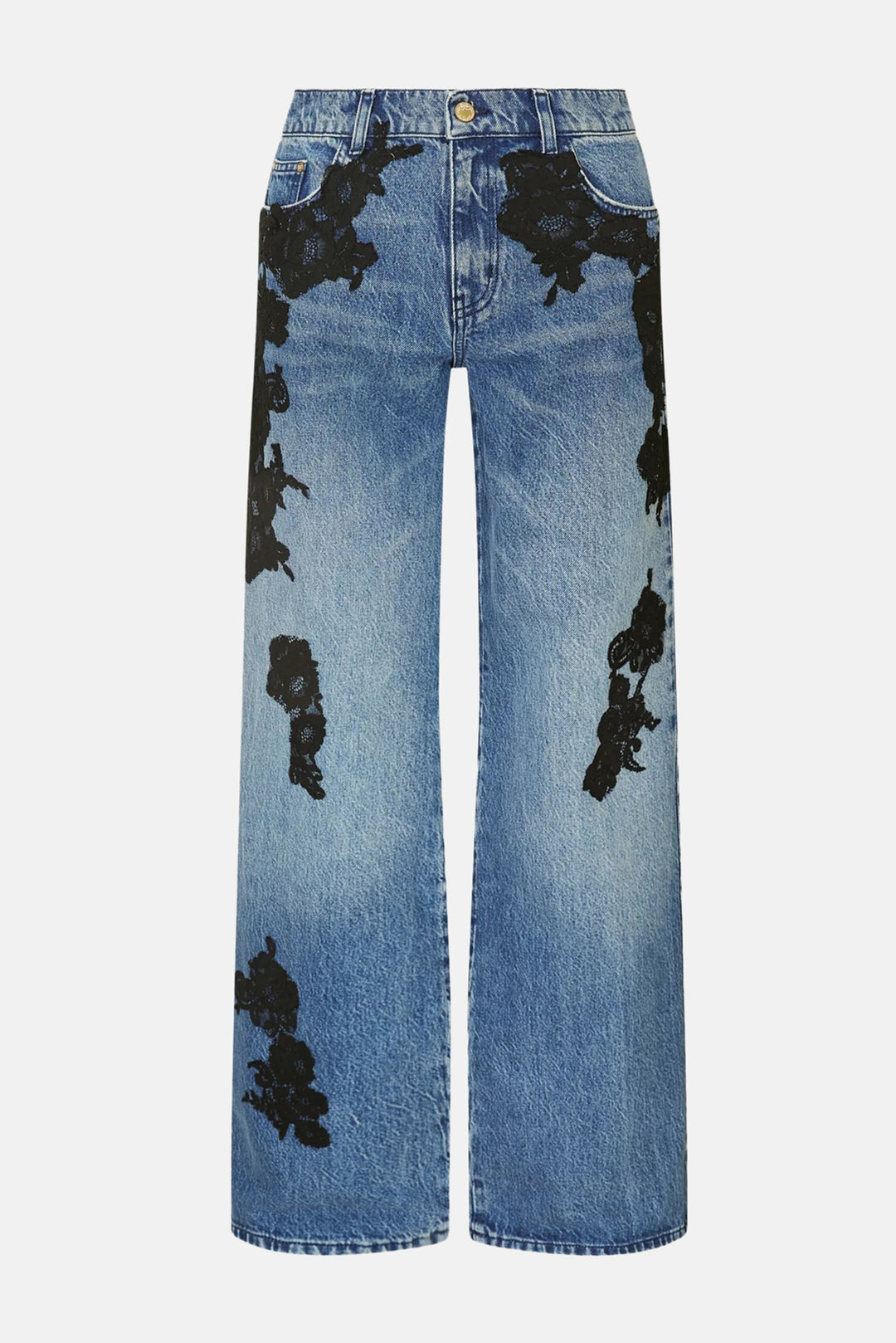 Bambie Lace Appliqué Jeans Heirloom Indigo