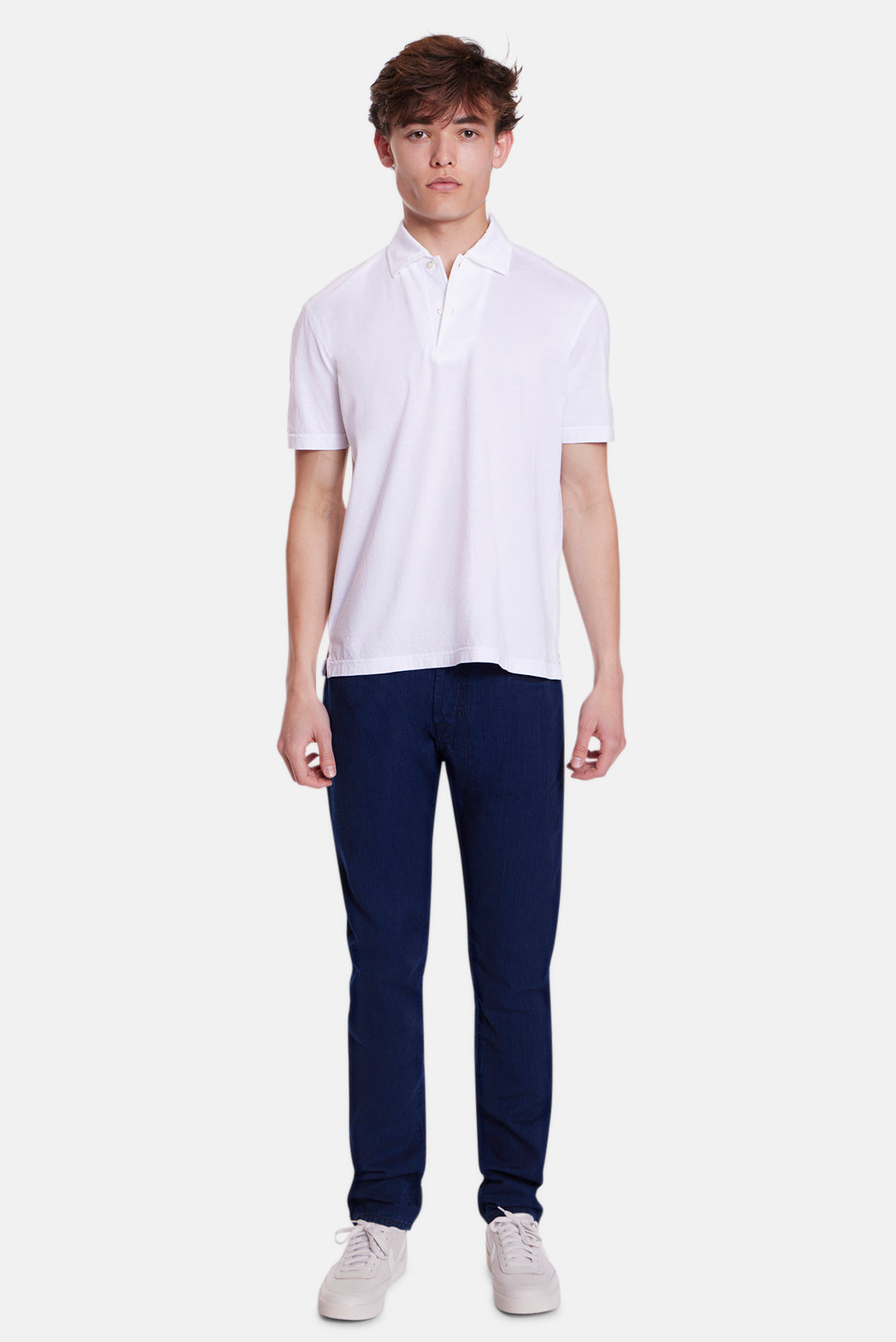 Cotton Jersey Polo White