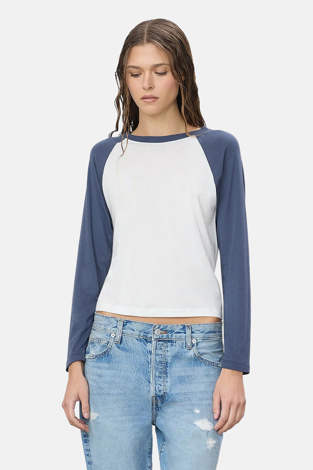 Baseball Tee Ivory/Washed Navy