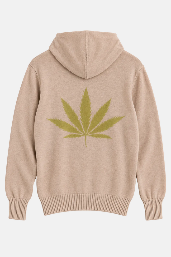 Leaf Intarsia Hood Pullover Walnut