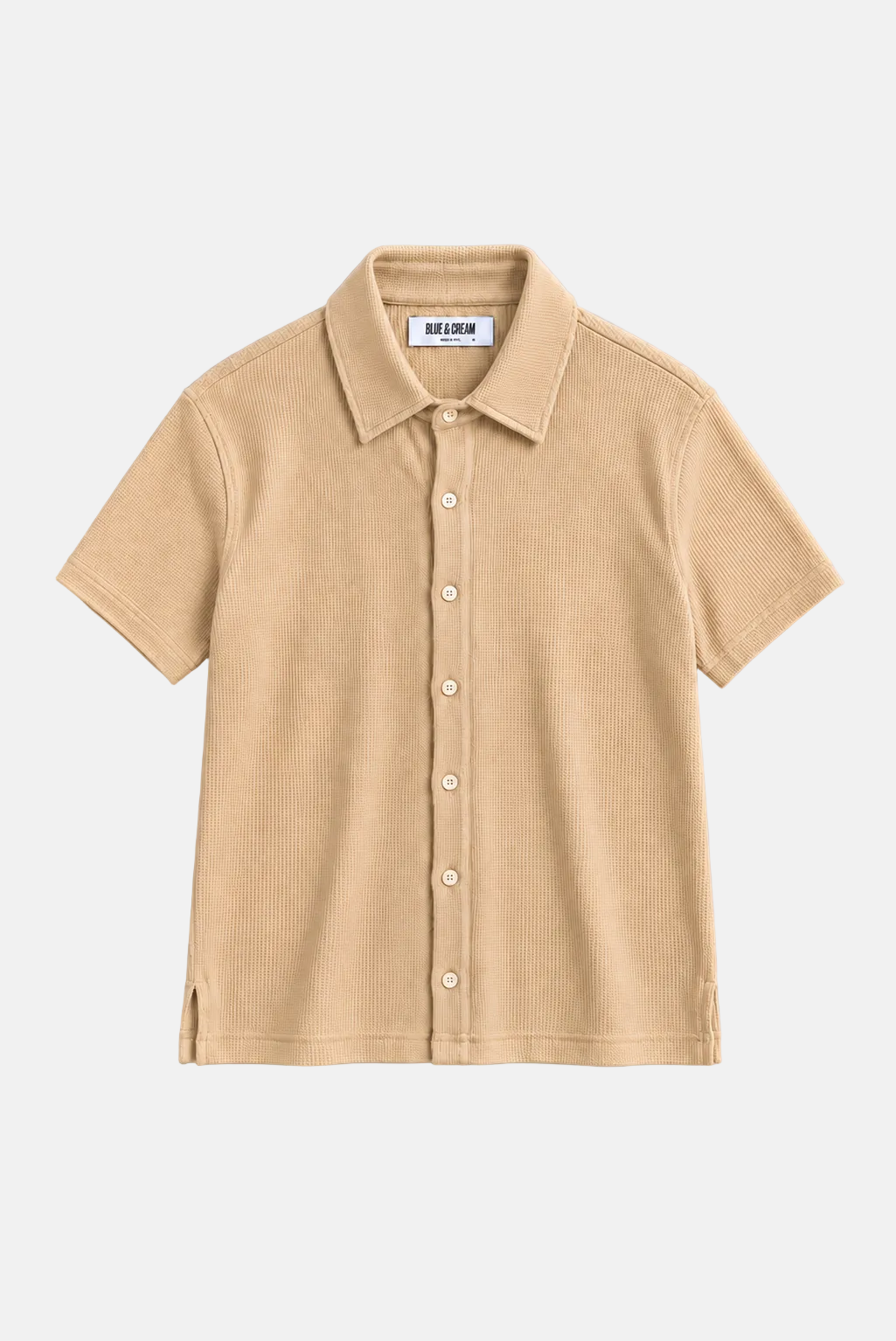 Waffle SS Button Up Shirt Sand