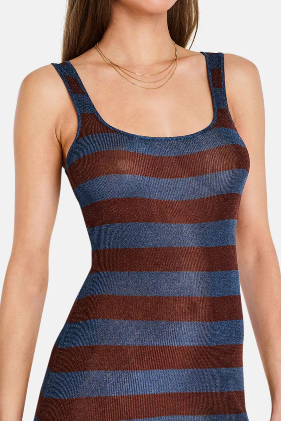 Benni Metallic Knit Mini Dress Rust / Navy