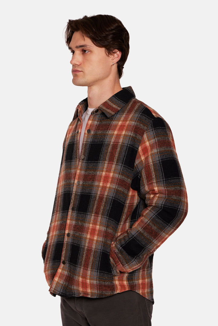 Benny Overshirt w/Quilted Lining Black/Brown Plaid