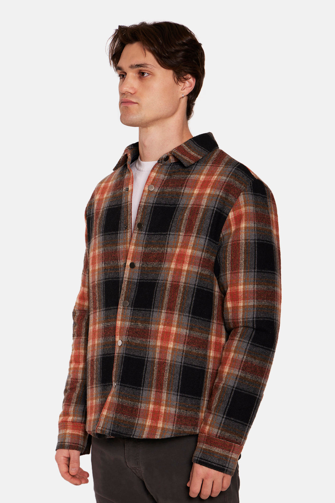 Benny Overshirt w/Quilted Lining Black/Brown Plaid