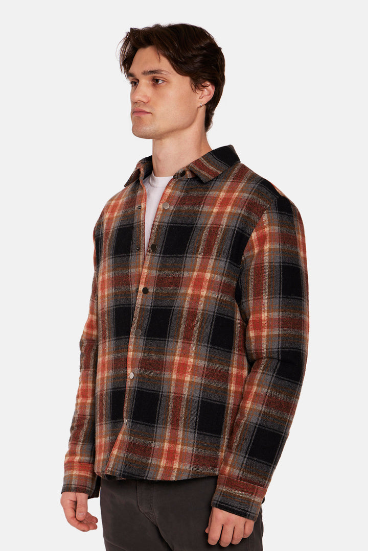 Benny Overshirt w/Quilted Lining Black/Brown Plaid