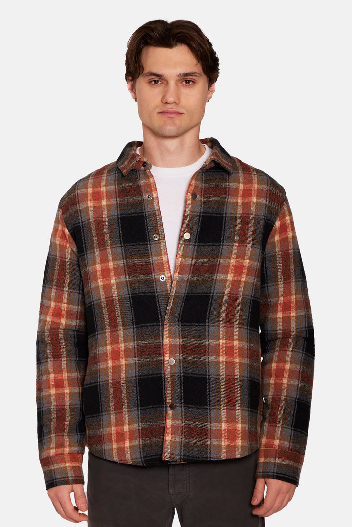 Benny Overshirt w/Quilted Lining Black/Brown Plaid