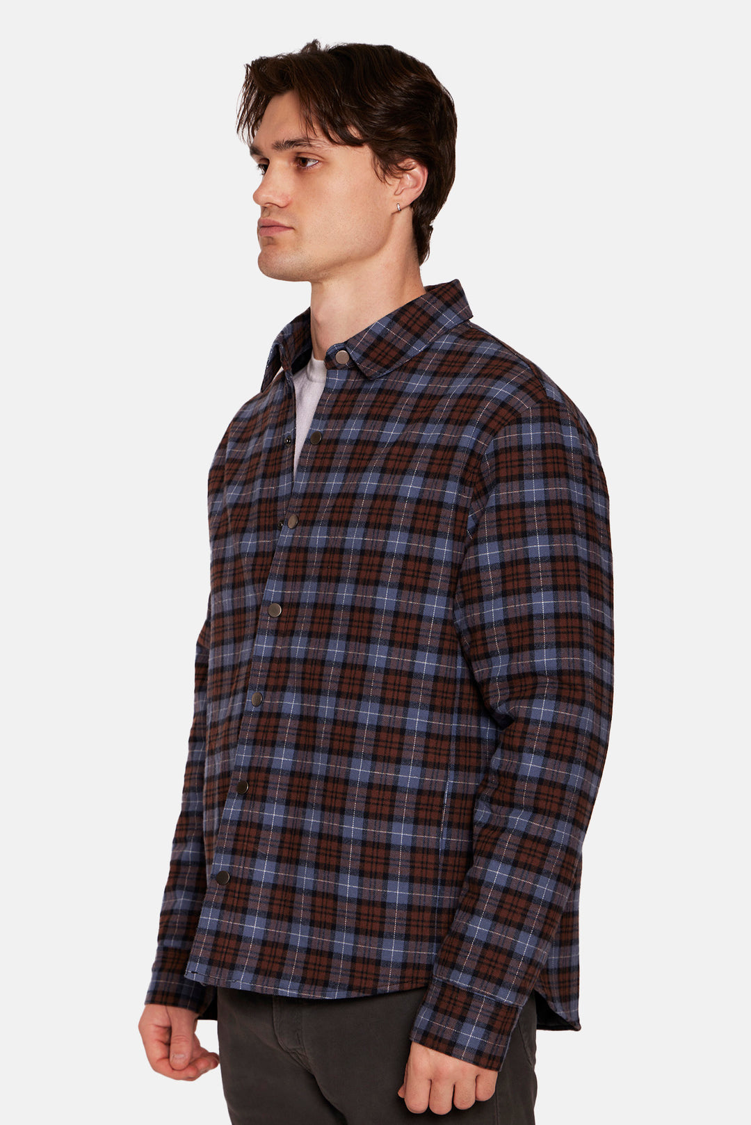 Benny Overshirt w/Quilted Lining Blue/Brown Plaid